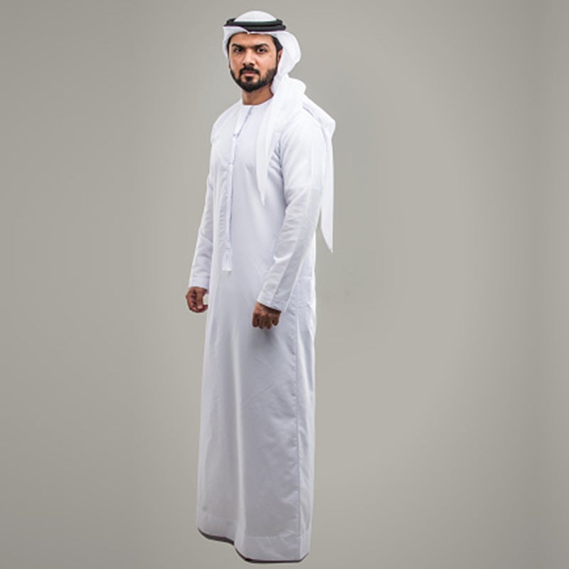 2025 Autumn New Muslim Robe Wish Middle Eastern Round Neck Arabic Solid Color Ready Stock Jumpsuit - Image 1